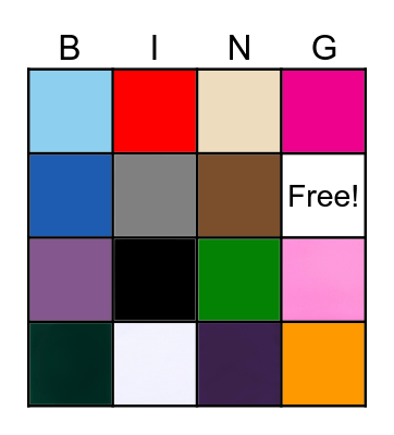 Colors Bingo Card