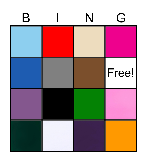 Colors Bingo Card