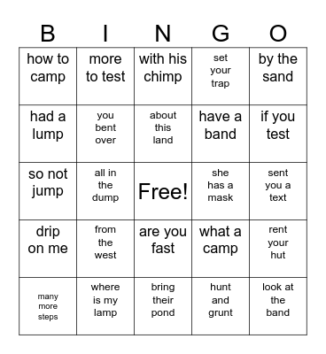 Blends Bingo Card