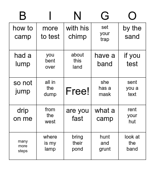 Blends Bingo Card