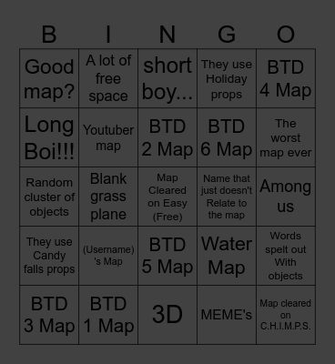 BTD 6 Map Bingo Card