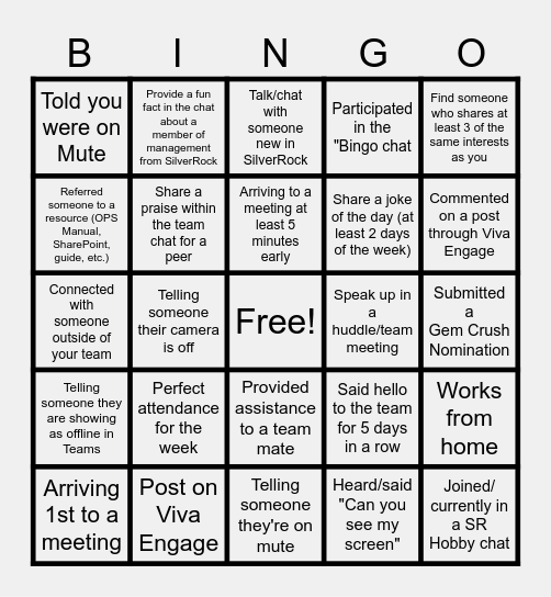 TAQ Bingo Card