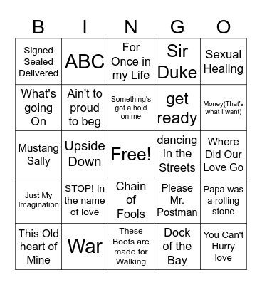 Motown Bingo Card