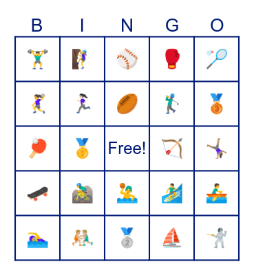 Olympic Bingo Card