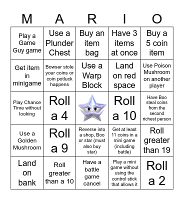 Mario Party 3 BINGO Card