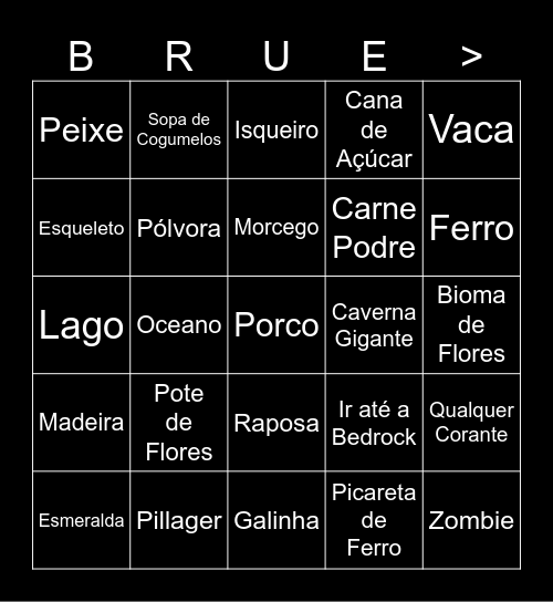 Minecraft Bingo Card