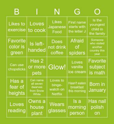 ICEBREAKER Bingo Card