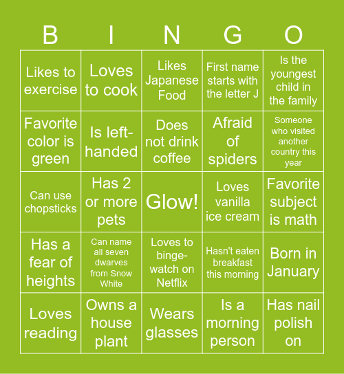 ICEBREAKER Bingo Card