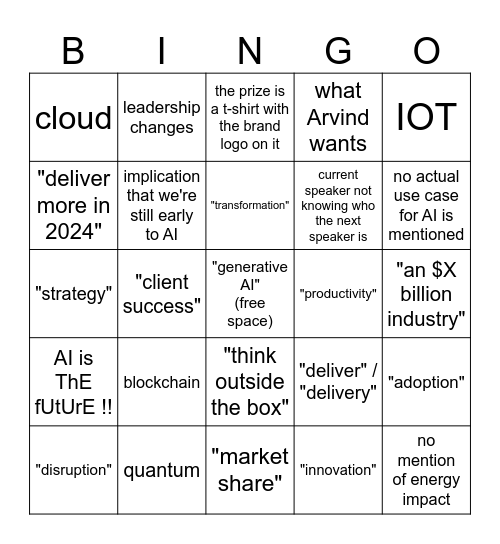 watsonX Bingo Card