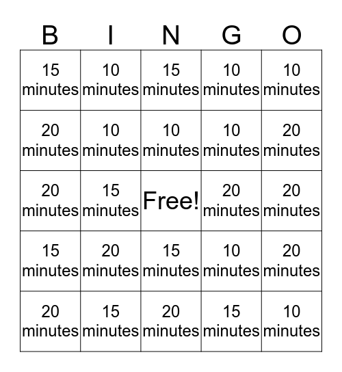 Typing Bingo Card