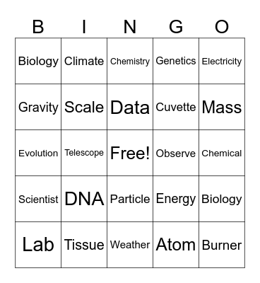 Science Bingo Card