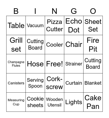 Melissa's Wedding Shower Bingo Card