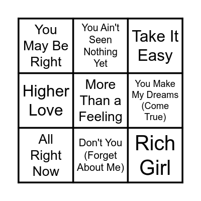 Classic Road Trip Songs - Rapid Fire Cover All Bingo Card