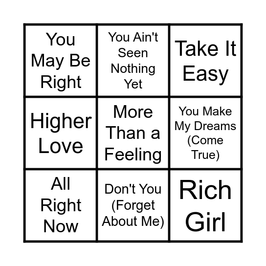 Classic Road Trip Songs - Rapid Fire Cover All Bingo Card