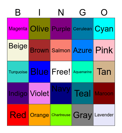 Color Bingo Card