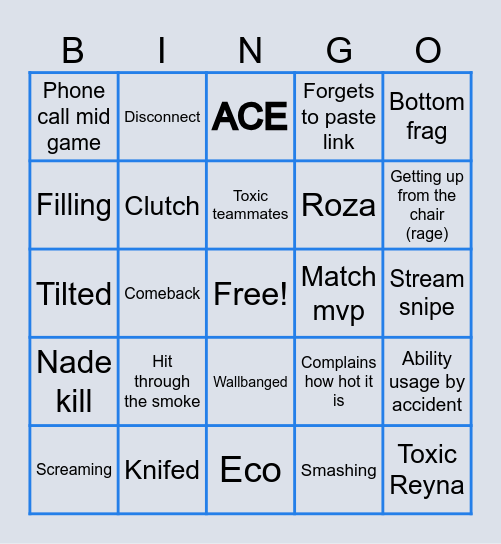 Haris bingo card (valorant edition) Bingo Card