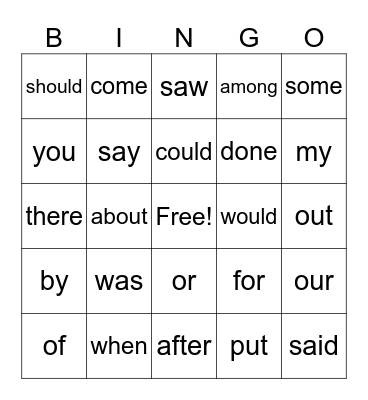 1T1a Bingo Card