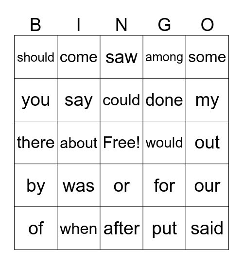 1T1a Bingo Card