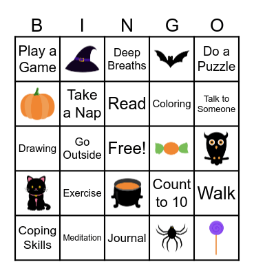 Halloween Therapy Bingo Card