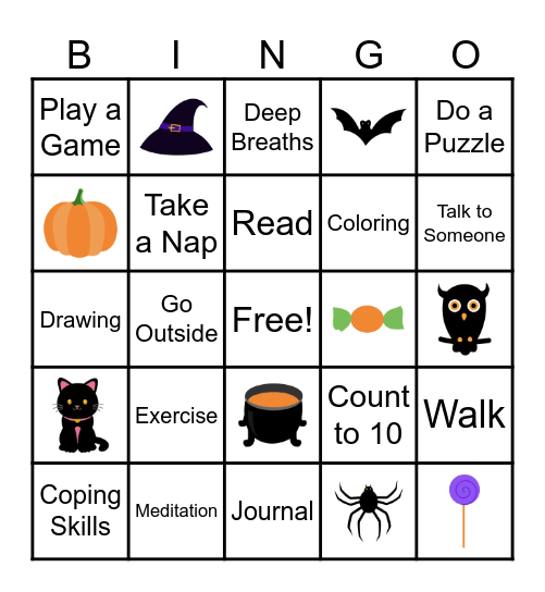 Halloween Therapy Bingo Card