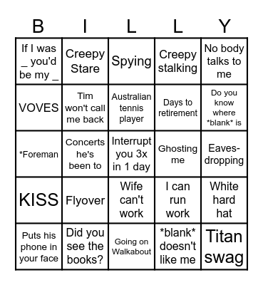 Billy Bingo Card