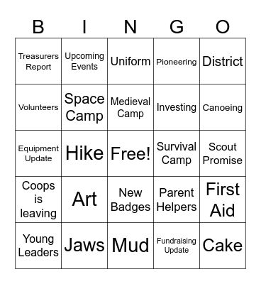 Scout AGM Bingo Card