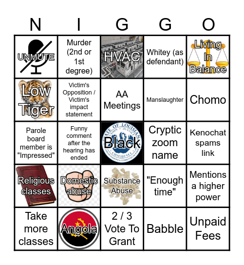 Parole Hearing Bingo Card