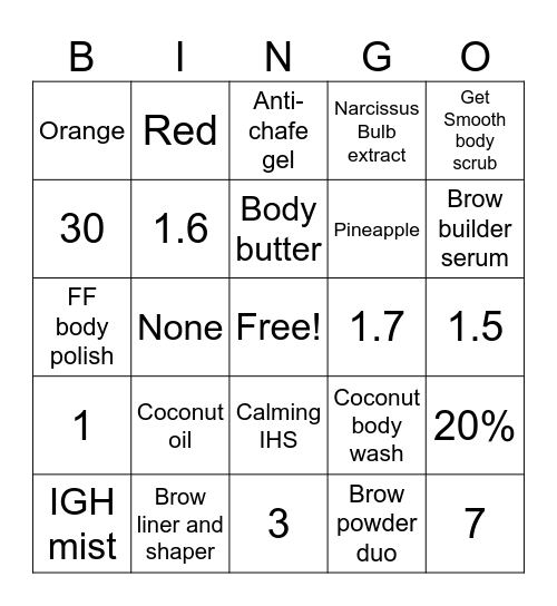 Strut Your Stuff! Bingo Card