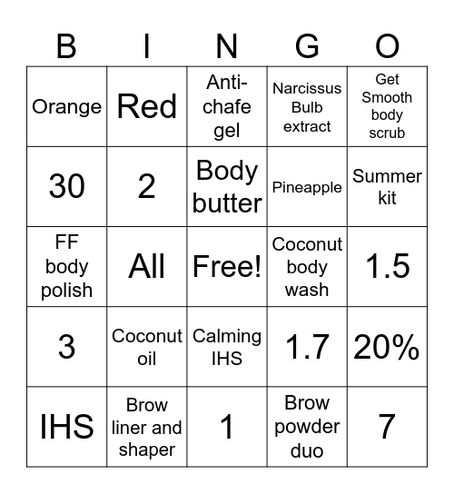Strut Your Stuff! Bingo Card