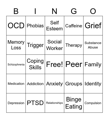 Mental Health Bingo Card