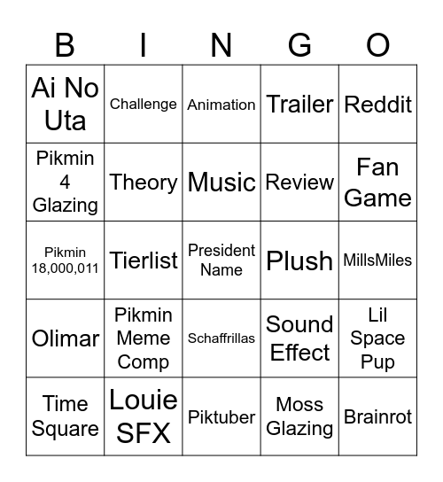 Pikmin Community Bingo Card