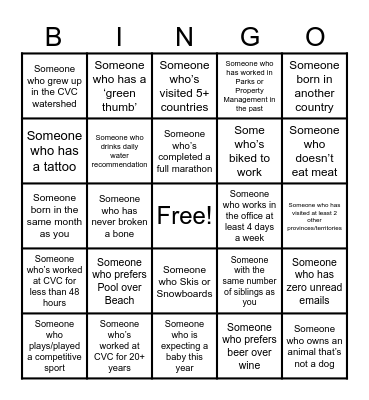 Land Planning Capital Projects BINGO Card