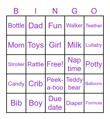 Baby Bingo Card