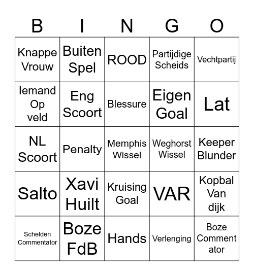 NL-ENG Bingo Card