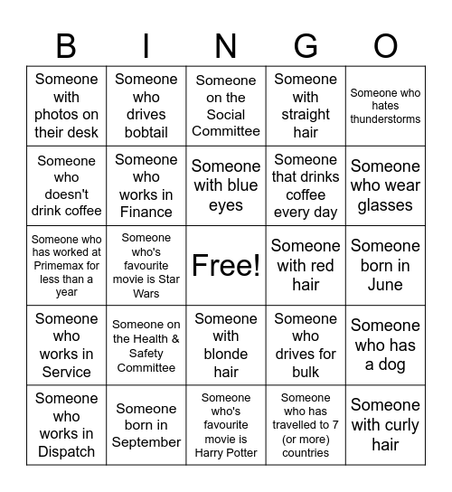 Human Bingo Card