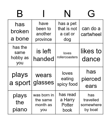 Find someone who... Bingo Card