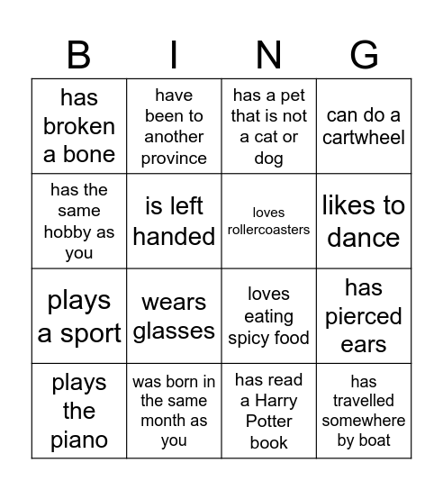 Find someone who... Bingo Card