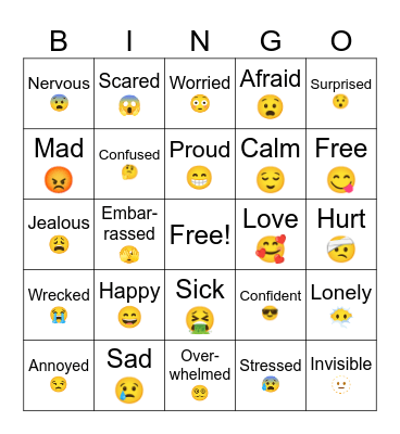 Emotions Music Bingo Card