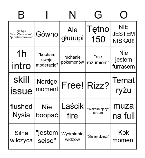 Bingo Nysia Bingo Card