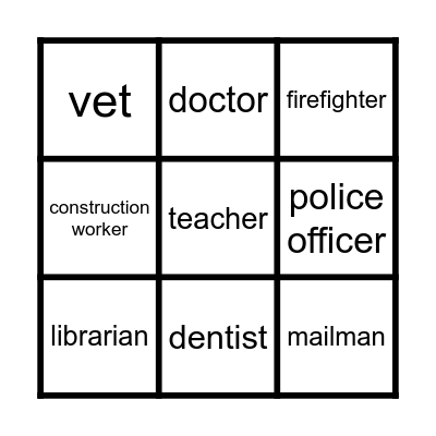 Community Helpers Bingo Card