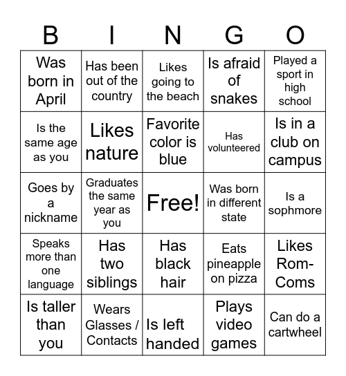 Find Someone Who Bingo Card