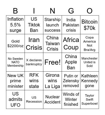 2024 Wildcard Bingo Card