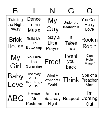 Motown Bingo Card