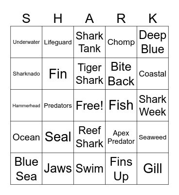 Shark Week Bingo Card