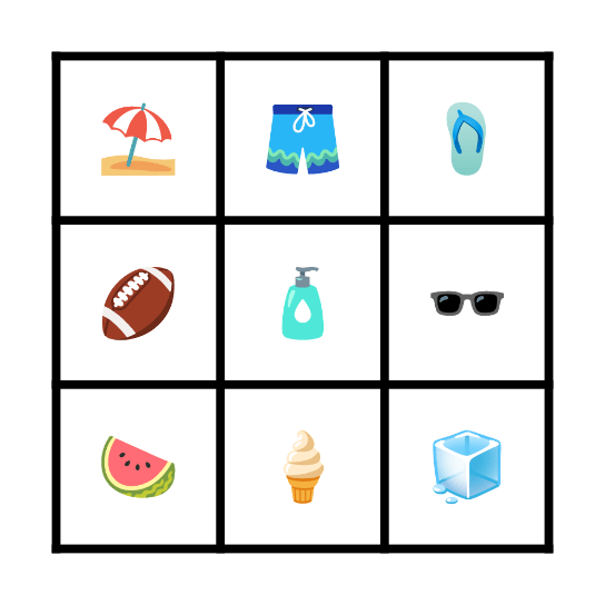 Poolside Bingo Card