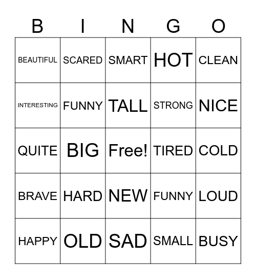 Synonyms and Antonyms Bingo Cards Bingo Card