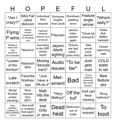 The Final Countdown Bingo Card