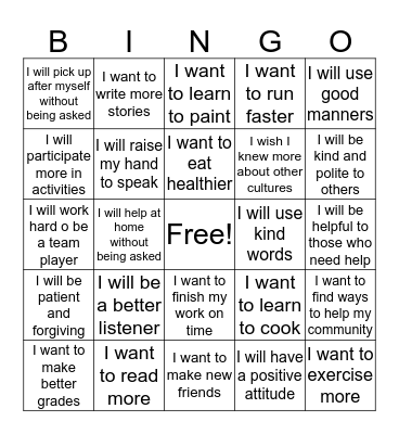 I Accept That Challenge! Bingo Card