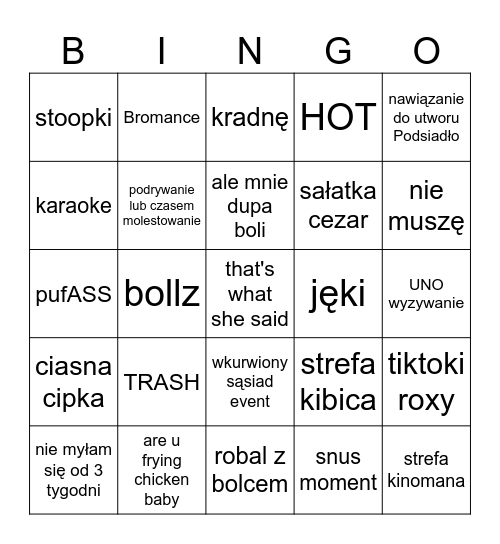 Bingo Woli Bingo Card