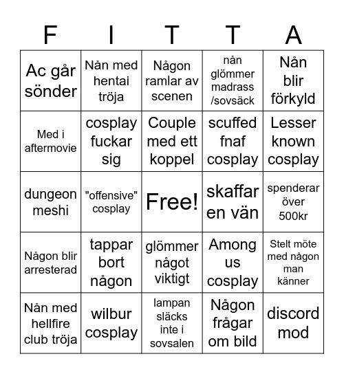 Närcon Bingo Card